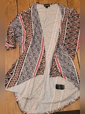 Joe Boxer Black & White Paisley Open Cardigan